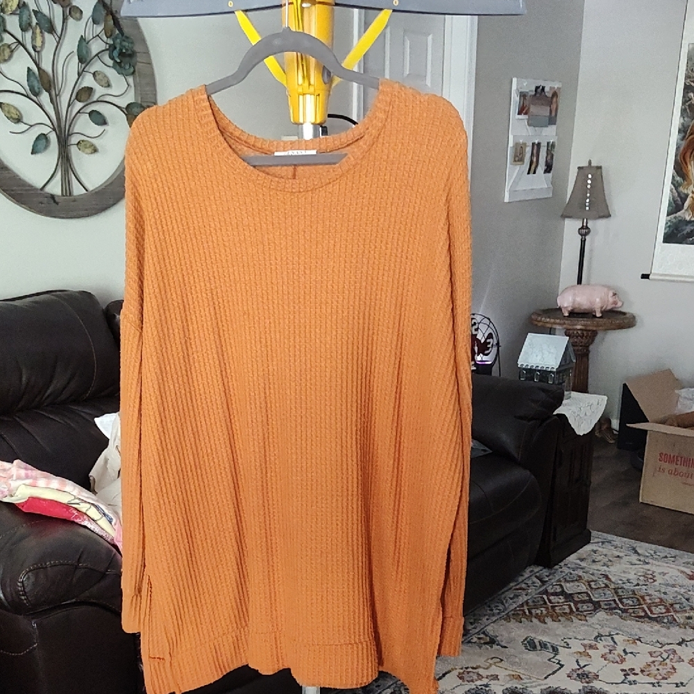 Zenana Outfitters Orange Knit Sweatshirt